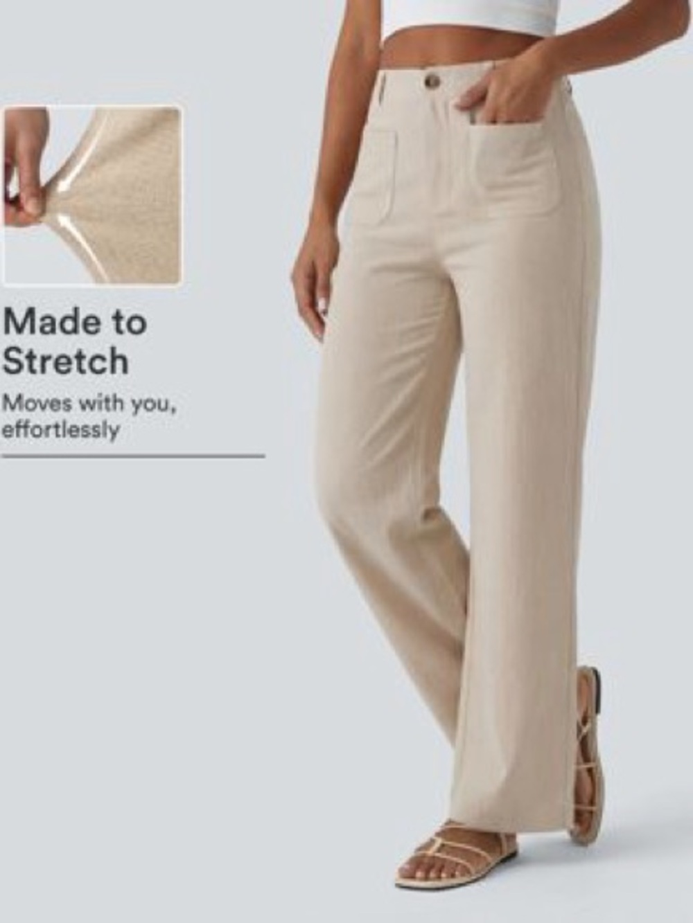 HALARA Wide Leg Pants in Beige